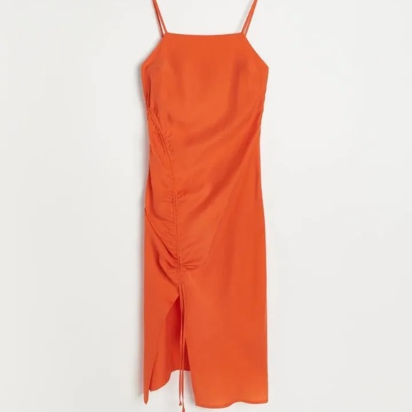 NEW RESERVED Ruched Midi Dress in Orange Size EU36 - Picture 10 of 10